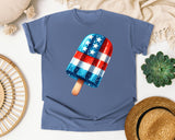 Patriotic Checkered Popsicle graphic tee in Blue Jean