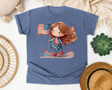 Girl With Flag Running graphic tee in Blue Jean