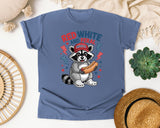 Red White And Feral graphic tee in Blue Jean