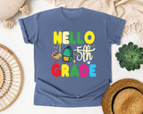 Hello 5th Grade Backpack graphic tee in Blue Jean