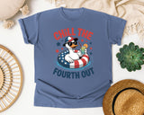 Chill The Fourth Out Grey graphic tee in Blue Jean