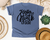 Hello Ninth Grade graphic tee in Blue Jean