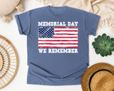 Memorial Day We Remember graphic tee in Blue Jean