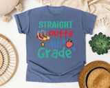 Straight Outta 4th Grade Sneakers graphic tee in Blue Jean