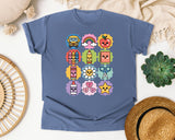 School Supplies Sticker Grid graphic tee in Blue Jean
