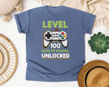 Level 100 Days Of School Unlocked graphic tee in Blue Jean