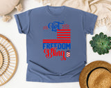 Let Freedom Bling Red graphic tee in Blue Jean