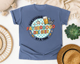 Surviving Fatherhood One Beer At A Time Grey graphic tee in Blue Jean