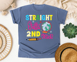 Straight Outta 2nd Grade Globe graphic tee in Blue Jean