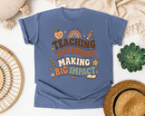 Teaching Tiny Humans Making Big Impact graphic tee in Blue Jean