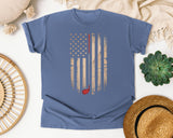 American Flag Golf Clubs graphic tee in Blue Jean