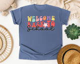 Welcome Back To School Retro graphic tee in Blue Jean