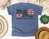Dad Husband Hero Legend graphic tee in Blue Jean