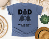 Dad Protector Provider Friend Hero White 2 graphic tee in Blue Jean