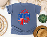 Boom Y'all Blue graphic tee in Blue Jean
