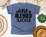 One Blessed Teacher Bold graphic tee in Blue Jean