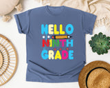 Hello Ninth Grade graphic tee in Blue Jean