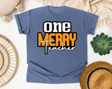 One Merry Teacher graphic tee in Blue Jean