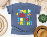 Straight Outta Third Grade Trophy graphic tee in Blue Jean