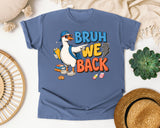 Bruh We Back Goose Sunglasses graphic tee in Blue Jean