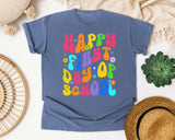 Happy First Day Of School Groovy graphic tee in Blue Jean