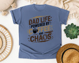 Dad Life Powered By Coffee And Chaos Grey graphic tee in Blue Jean