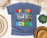 Welcome Back To School Pencils graphic tee in Blue Jean