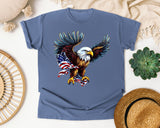 Bald Eagle With Flag graphic tee in Blue Jean