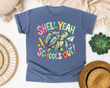 Shell Yeah Schools Out Turtle graphic tee in Blue Jean