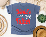 World's Greatest Father Red graphic tee in Blue Jean