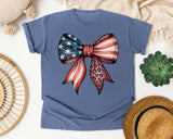 American Flag Bow graphic tee in Blue Jean