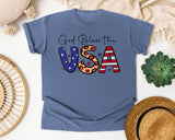 God Bless The USA Grey graphic tee in Blue Jean