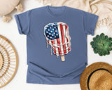 Dripping Flag Popsicle graphic tee in Blue Jean