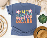 Happy First Day Of 1st Grade graphic tee in Blue Jean