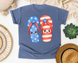 Patriotic Flip Flops graphic tee in Blue Jean
