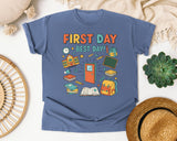 First Day Best Day graphic tee in Blue Jean