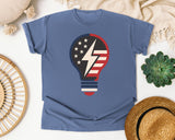 Patriotic Light Bulb Navy graphic tee in Blue Jean