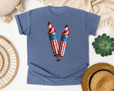 Patriotic Firework Rockets graphic tee in Blue Jean