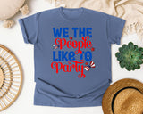 We The People Like To Party Blue graphic tee in Blue Jean