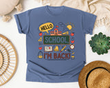 Hello School Im Back graphic tee in Blue Jean