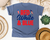 Red White And Blue graphic tee in Blue Jean