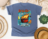 Hot Grillin Cool Chillin Dad Livin graphic tee in Blue Jean