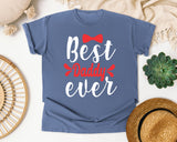 Best Daddy Ever White 3 graphic tee in Blue Jean