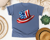 Uncle Sam Top Hat Red graphic tee in Blue Jean