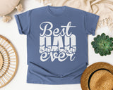 Best Dad Ever White 5 graphic tee in Blue Jean