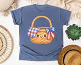 Patriotic Picnic Basket graphic tee in Blue Jean