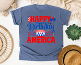 Happy Birthday America White graphic tee in Blue Jean
