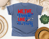 We The People Like To Party Blue 2 graphic tee in Blue Jean