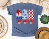 Patriotic Popsicles With Bows graphic tee in Blue Jean