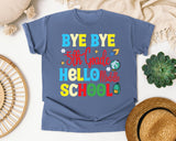 Bye Bye 5th Grade Hello Middle School Bright graphic tee in Blue Jean